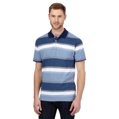 Big and tall blue ombre striped polo shirt